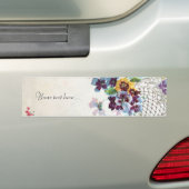 ROMANTICA Pansies Roze Blauw Wit Berichten Floral Bumpersticker (Op auto)