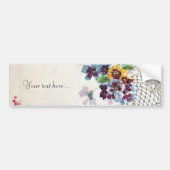 ROMANTICA Pansies Roze Blauw Wit Berichten Floral Bumpersticker (Voorkant)