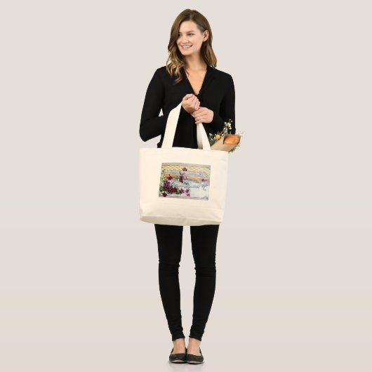 ROMANTICA Pansies, Violets, Winter Floral Grote Tote Bag (Voorkant (model))