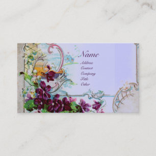 ROMANTICA Pansies, Violets, Winter Floral White Visitekaartje