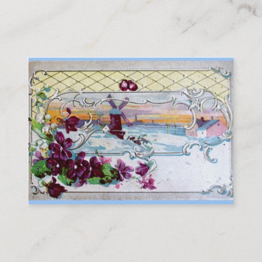 ROMANTICA Pansies, Violets, Winter Floral White Visitekaartje (Achterkant)