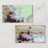 ROMANTICA Pansies, Viooltjes in Winter Groene Bloe Visitekaartje (Voorkant / Achterkant)