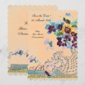 ROMANTİCA Perzik Oranje Trouw Bloem Initialen Kaart (Voorkant / Achterkant)