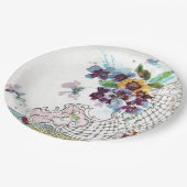 ROMANTICA Pink Blue White Wedding Floral Papieren Bordje (Gekanteld)