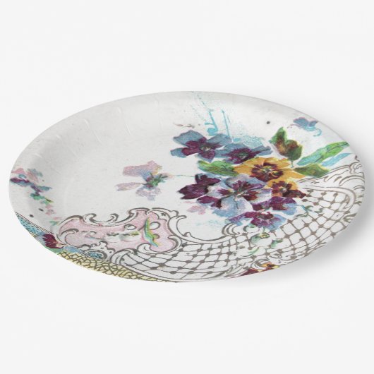 ROMANTICA Pink Blue White Wedding Floral Papieren Bordje (Gekanteld)