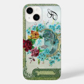 ROMANTICA Rode Rozen, Zeegezicht Bloemige Monogram Case-Mate iPhone Case (Achterkant)