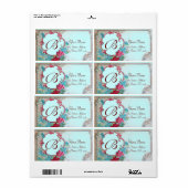 ROMANTICA ROSES, BLUE FLOWERS MONOGRAM Blauwgroen Etiket (Full Sheet)