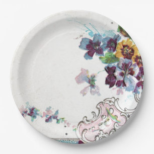 ROMANTICA Roze Blau Witte Bloem Bruiloft Papieren Bordje