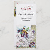 ROMANTİCA Roze Blauw Wit Bloemen Trouwprogramma Programmakaart (Voorkant / Achterkant)