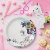 ROMANTICA Roze Blauwe Witte Bruiloft Bloemen Papieren Bordje (Feest)