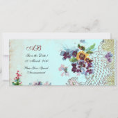 ROMANTİCA Roze Blauwgroen Blue Floral Wedding Prog Save The Date (Voorkant)