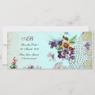 ROMANTİCA Roze Blauwgroen Blue Floral Wedding Prog Save The Date