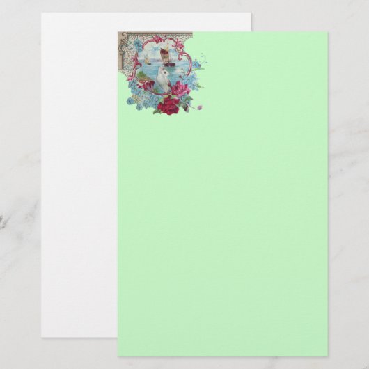 ROMANTİCA, roze rood groen Briefpapier (Voorkant / Achterkant)