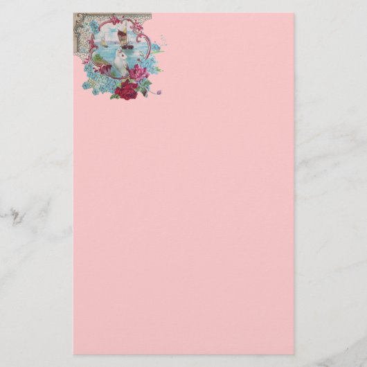 ROMANTİCA, roze rood wit Briefpapier (Voorkant)