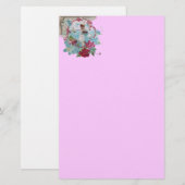 ROMANTİCA, roze rood wit Briefpapier (Voorkant / Achterkant)