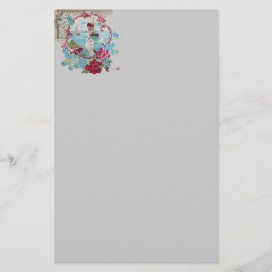 ROMANTİCA, roze rood wit grijs Briefpapier (Voorkant)