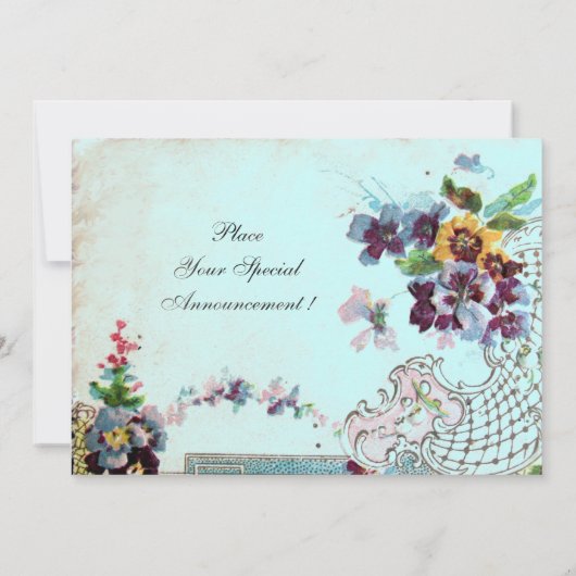 ROMANTİCA Roze Turkoois Blauw Bloemen Bruiloft Mon Kaart (Achterkant)