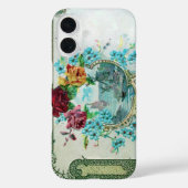ROMANTICA / ROZEN ; BLAUWE BLOEMEN MET VOGEL, wit Case-Mate iPhone Case (Achterkant)