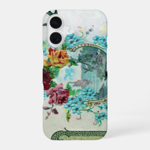 ROMANTICA / ROZEN ; BLAUWE BLOEMEN MET VOGEL, wit iPhone 16 Hoesje