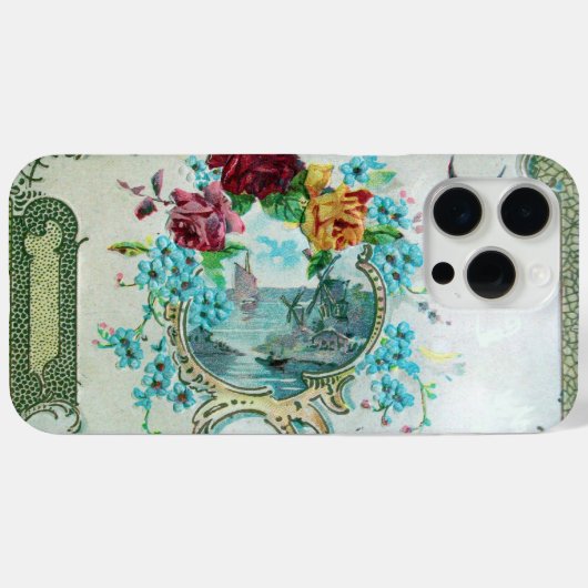 ROMANTICA /ROZEN, BLAUWE BLOEMEN MET WITTE VOGEL Case-Mate iPhone CASE (Achterkant (horizontaal))