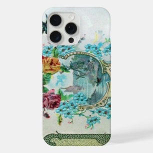 ROMANTICA /ROZEN,BLAUWE BLOEMEN MET WITTE VOGEL iPhone 15 PRO MAX HOESJE