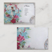 ROMANTICA ROZEN, BLAUWE BLOEMEN ,WITTE DUIF Bloeme Visitekaartje (Voorkant / Achterkant)