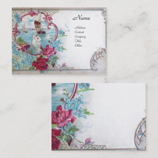 ROMANTICA/ROZEN, BLAUWE STROMEN WITTE VIJF VISITEKAARTJE (Voorkant / Achterkant)