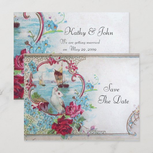 ROMANTICA SAVE THE DATE AANKONDIGINGSKAART (Voorkant / Achterkant)