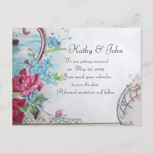 ROMANTICA SAVE THE DATE AANKONDIGINGSKAART (Achterkant)