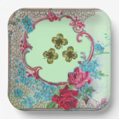 ROMANTICA ,ST.PATRICK'S SHAMROCKS EN ROZEN Bloemst Papieren Bordje (Voorkant)