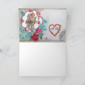 ROMANTICA/VALENTIJN CUPID GATHERING PINK ROSES FEESTDAGEN KAART (Binnen)