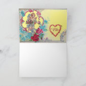 ROMANTICA/VALENTIJN CUPID GATHERING PINK ROSES FEESTDAGEN KAART (Binnen)