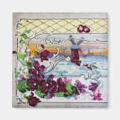 ROMANTICA Winterlandschap, Pansies, Floral Swirls Magneet (Voorkant)