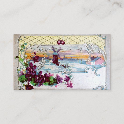 ROMANTICA Winterlandschap, Pansies White Roze Visitekaartje (Achterkant)