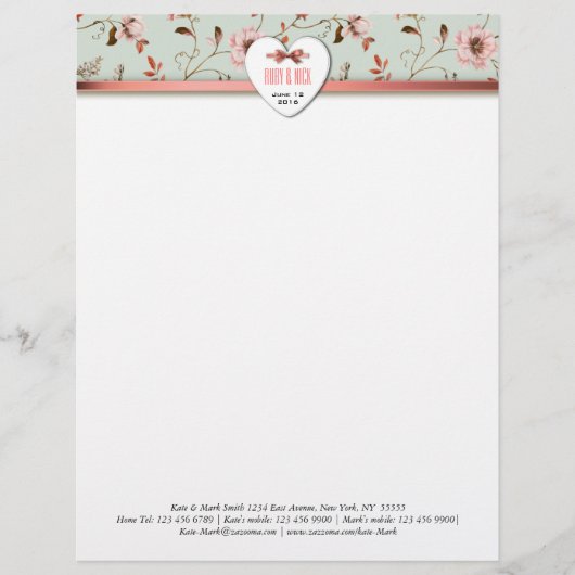 RomanticCharm Floral Wedding collectie Briefhoofd Sjabloon (Voorkant)