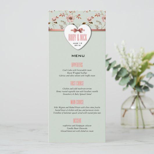 RomanticCharm  Floral Wedding collectie Menu (Staand voorkant)