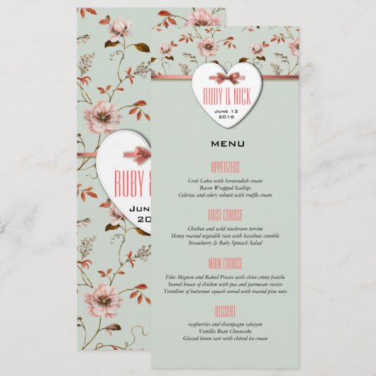 RomanticCharm  Floral Wedding collectie Menu (Voorkant / Achterkant)