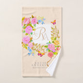 Romantiek Bloeiende Tuin Monogram Beige Bad Handdoek (Handdoek)
