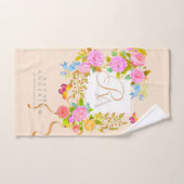 Romantiek Bloeiende Tuin Monogram Beige Bad Handdoek (Handdoek)