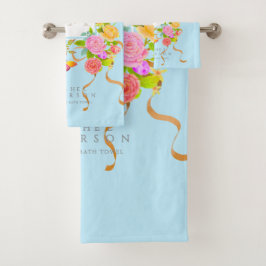 Romantiek Bloeiende Tuin Monogram Blauw Bad Handdoek