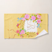 Romantiek Bloeiende Tuin Monogram Goud Geel Bad Handdoek (Handdoek)