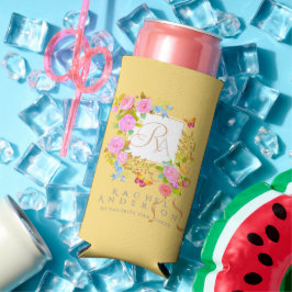 Romantiek Bloeiende Tuin Monogram Goud Geel Seltzer Blikjeskoeler