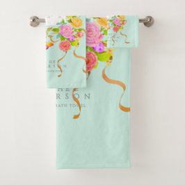 Romantiek Bloeiende Tuin Monogram Groen Bad Handdoek