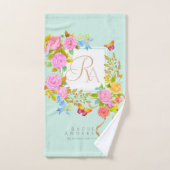 Romantiek Bloeiende Tuin Monogram Groen Bad Handdoek (Handdoek)