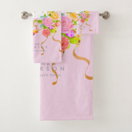 Romantiek Blooming Garden Monogram Roze Bad Handdoek