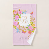 Romantiek Blooming Garden Monogram Roze Bad Handdoek (Handdoek)