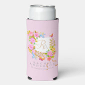 Romantiek Blooming Garden Monogram Roze Seltzer Blikjeskoeler (Seltzer Voorkant)