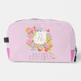 Romantiek Blooming Garden Monogram Roze Toilettasje