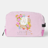 Romantiek Blooming Garden Monogram Roze Toilettasje (Achterkant)