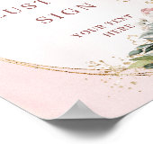 Romantiek Boho Stof Roze Bloemstuk Aangepast Bord Poster (Hoek)